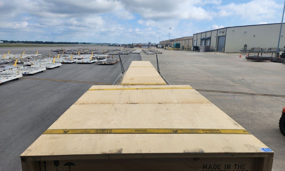 Long wooden shipping crate